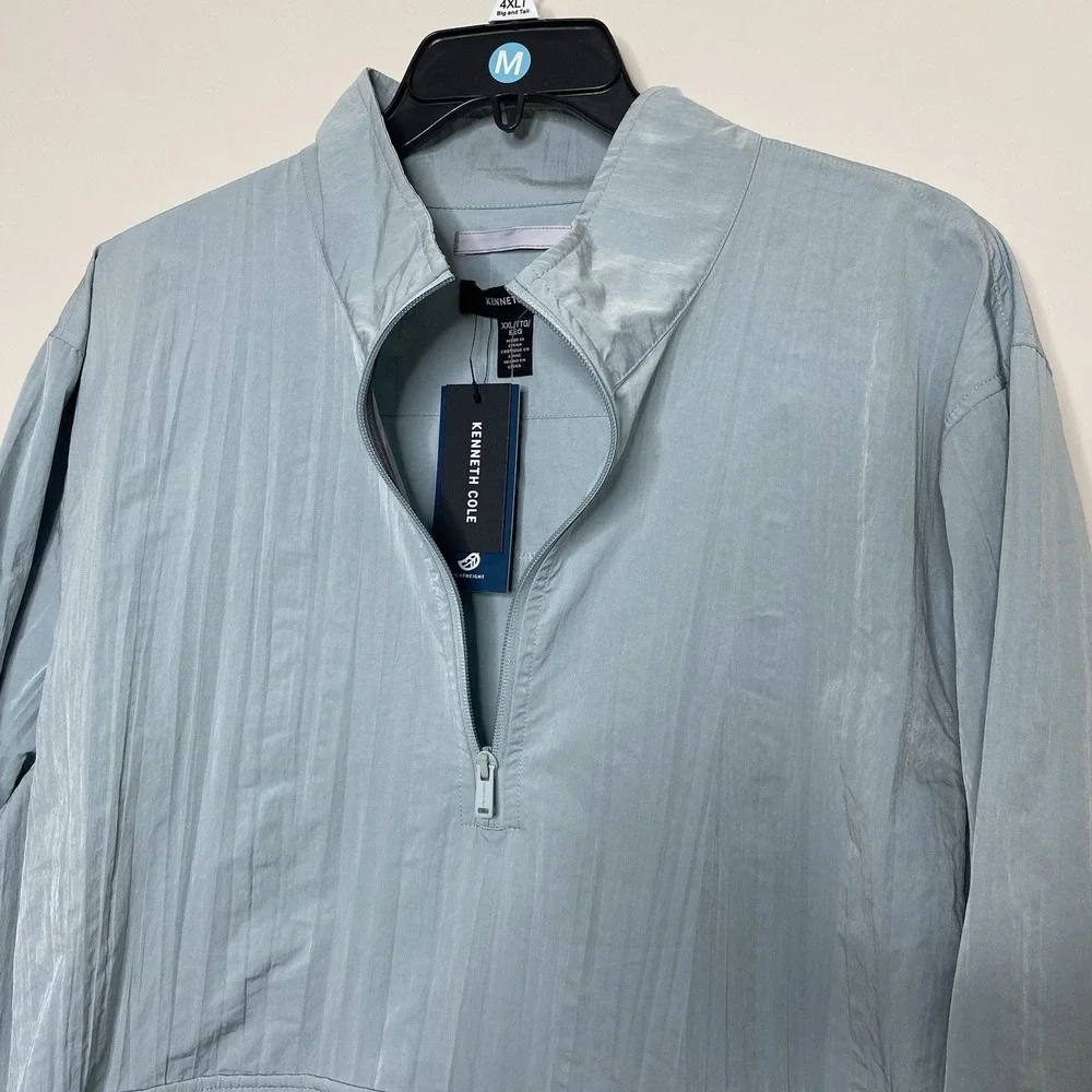 Kenneth Cole Techni-Cole Mens XXL Blue Quarter Zip Windbreaker Anorak Jacket